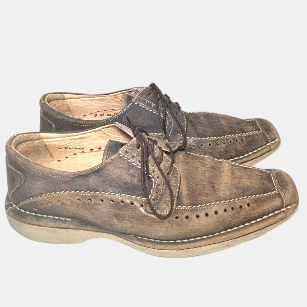 Mezlan MUZIO Distressed Leather Oxfords | Size 8 M | Hand-Finished Spain - Picture 10 of 11